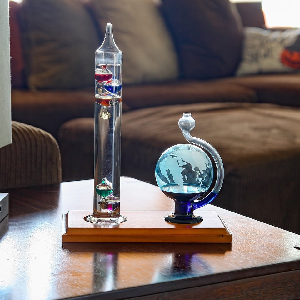 Lily's Home Galileo Thermometer with Glass Globe Barometer