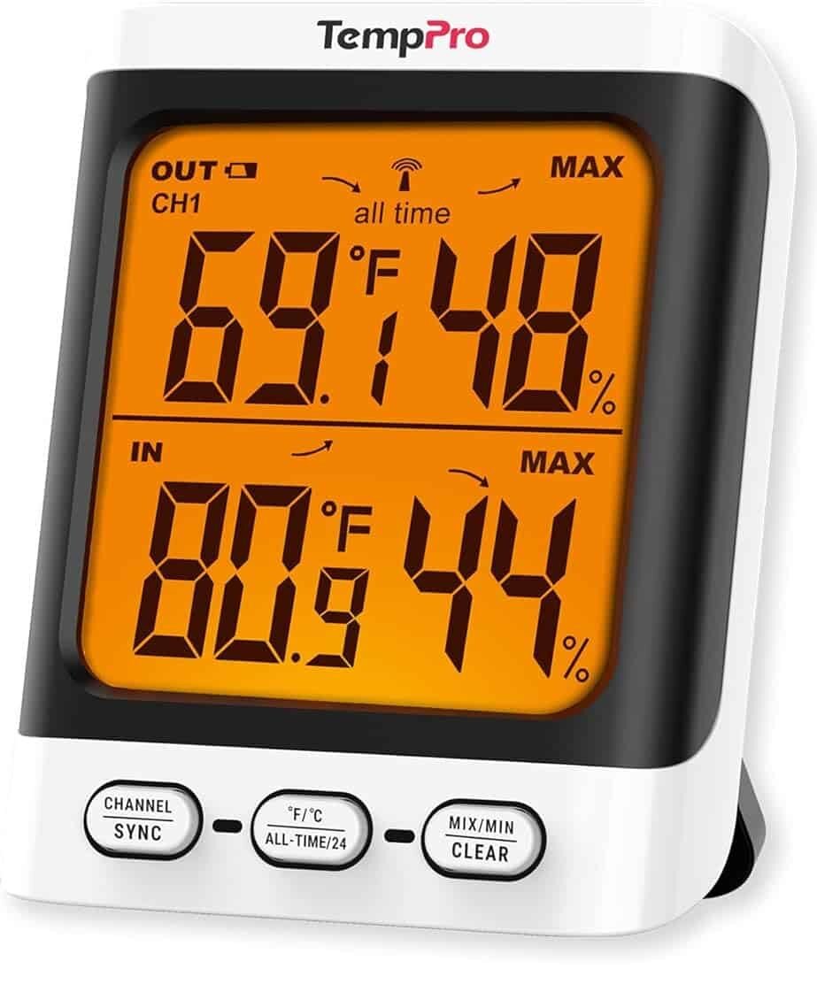 ThermoPro TP62 wireless indoor outdoor thermometer with backlit LCD display