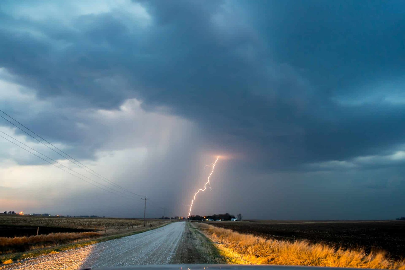 Thunderstorm above a road