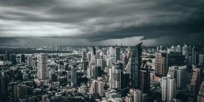 Gloomy overcast city