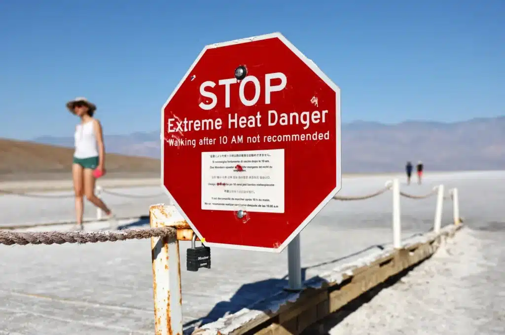 Empty street in extreme summer heat